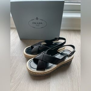Prada Leather Espadrilles Sandals